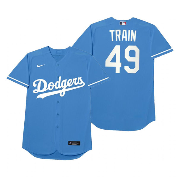 Mens Los Angeles Dodgers #49 Blake Treinen Nike Royal 2021 Players' Weekend Nickname Train Jersey