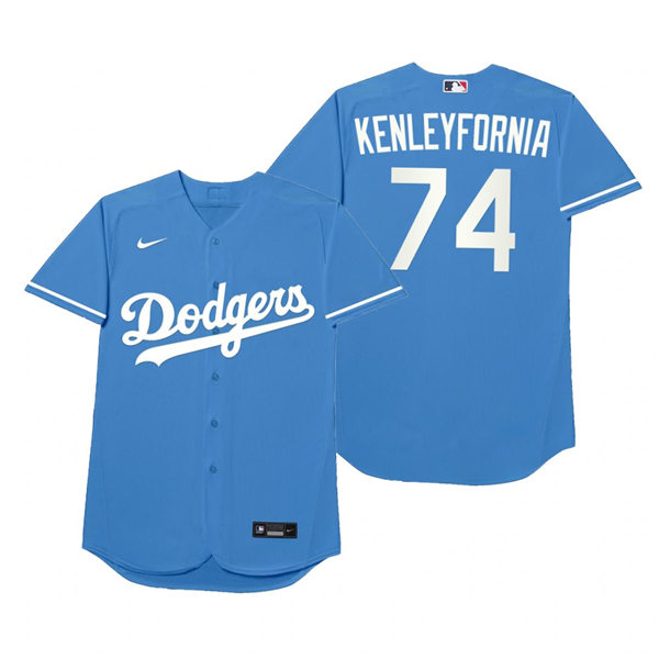 Mens Los Angeles Dodgers #74 Kenley Jansen Nike Royal 2021 Players' Weekend Nickname Kenleyfornia Jersey