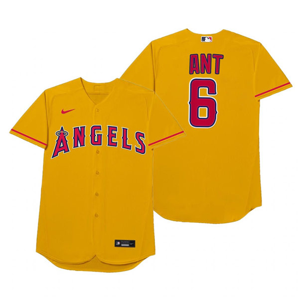 Mens Los Angeles Angels #6 Anthony Rendon Nike Gold 2021 Players' Weekend Nickname Ant Jersey Mens Los Angeles Angels #6 Anthony Rendon Nike Gold 2021 Players' Weekend Nickname Ant Jersey