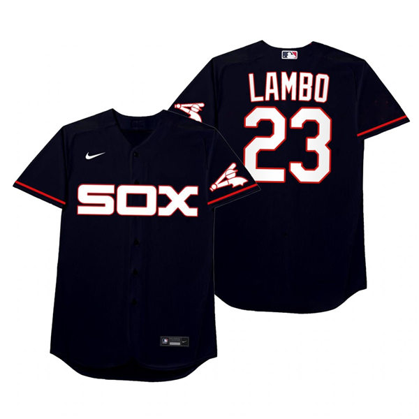 Mens Chicago White Sox #23 Jake Lamb Nike Navy 2021 Players' Weekend Nickname Lambo Jersey