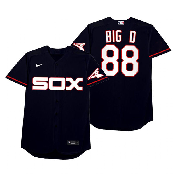 Mens Chicago White Sox #88 Luis Robert Nike Navy 2021 Players' Weekend Nickname Big D Jersey