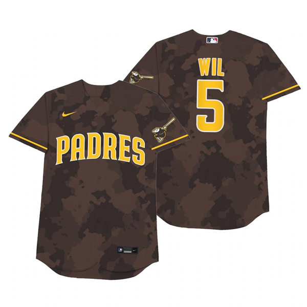 Mens San Diego Padres #5 Wil Myers Nike Brown Camo 2021 Players' Weekend Nickname Wil Jersey