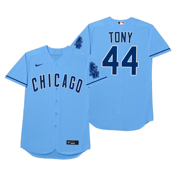 Mens Chicago Cubs #44 Anthony Rizzo Nike Powder Blue 2021 Players' Weekend Nickname Tony Jersey