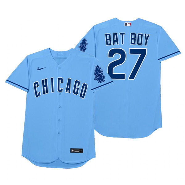Mens Chicago Cubs #27 Zach Davies Nike Nike Powder Blue 2021 Players' Weekend Nickname Bat Boy Jersey