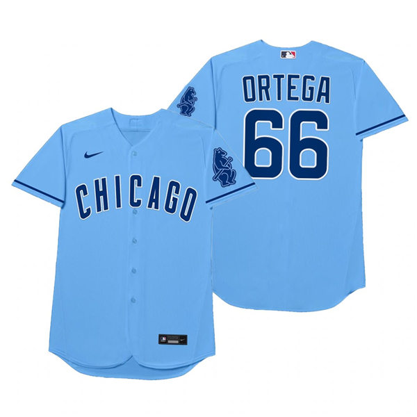 Mens Chicago Cubs #66 Rafael Ortega Nike Nike Powder Blue 2021 Players' Weekend Nickname Ortega Jersey