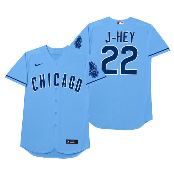 Mens Chicago Cubs #22 Jason Heyward Nike Powder Blue 2021 Players' Weekend Nickname J-Hey Jersey