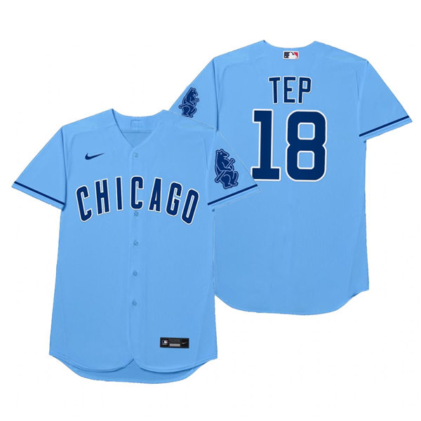 Mens Chicago Cubs #18 Ryan Tepera Nike Powder Blue 2021 Players' Weekend Nickname Tep Jersey