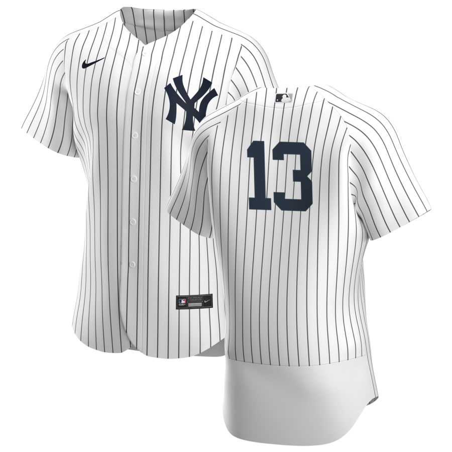 Mens New York Yankees #13 Joey Gallo Stitched Nike White Pinstripe Home FlexBase Jersey