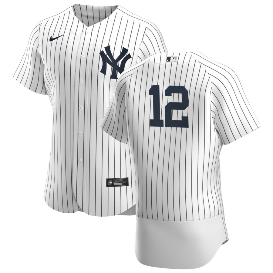 Mens New York Yankees #12 Rougned Odor Stitched Nike White Pinstripe Home FlexBase Jersey