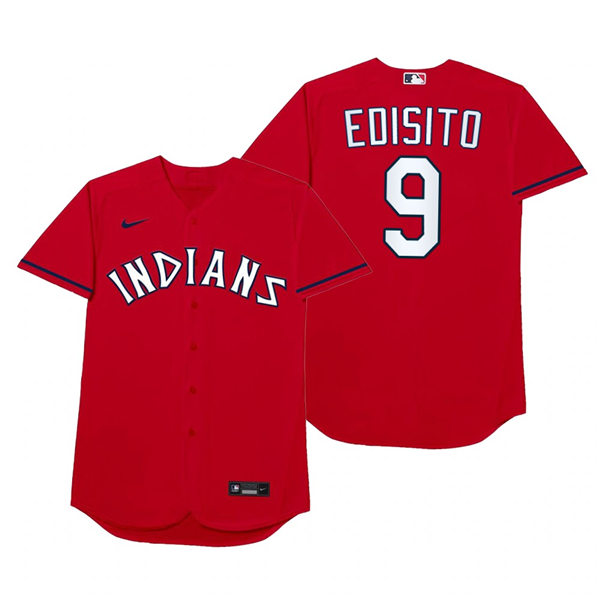 Mens Cleveland Indians #9 Eddie Rosario Nike Red 2021 Players' Weekend Nickname Edisito Jersey
