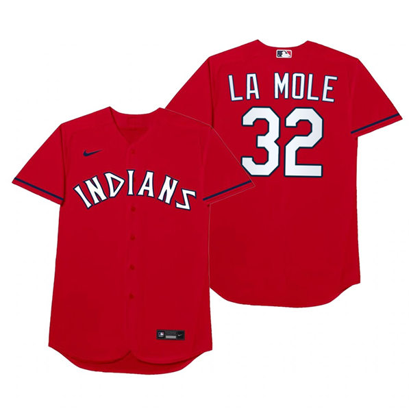 Mens Cleveland Indians #32 Franmil Reyes Nike Red 2021 Players' Weekend Nickname La Mole Jersey