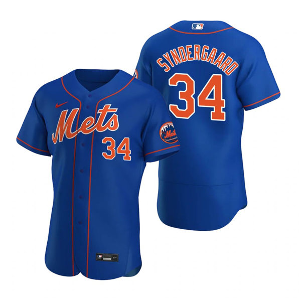 Mens New York Mets #34 Noah Syndergaard Stitched Nike Royal Orange FlexBase Jersey