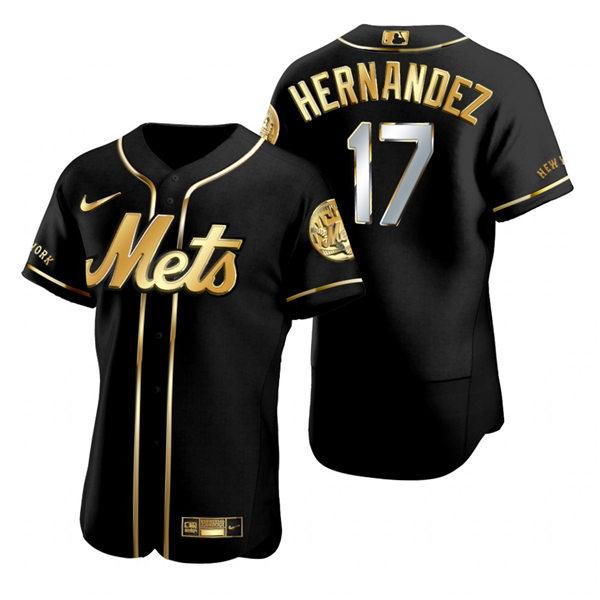 Mens New York Mets Retired Player #17 Keith Hernandez Nike Black Golden Edition Stitched Jersey