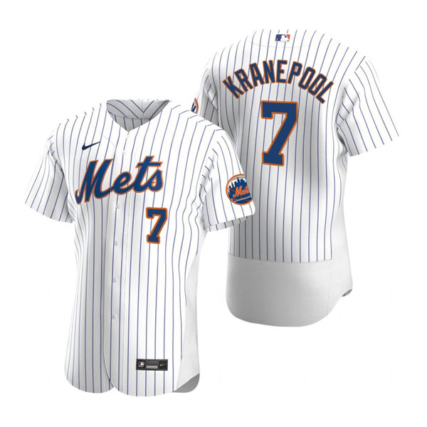 Mens New York Mets Retired Player #7 Ed Kranepool Nike Home White Pinstripe FlexBase Jersey