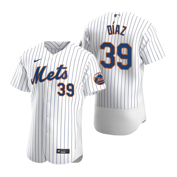 Mens New York Mets #39 Edwin Diaz Nike Home White Pinstripe FlexBase Jersey