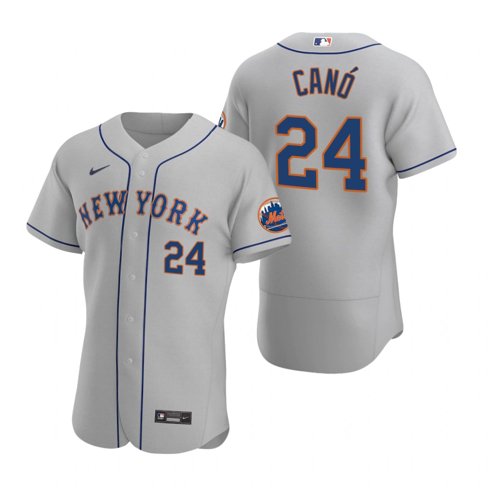 Mens New York Mets #24 Robinson Cano Gray Road Stitched Nike MLB FlexBase Jersey