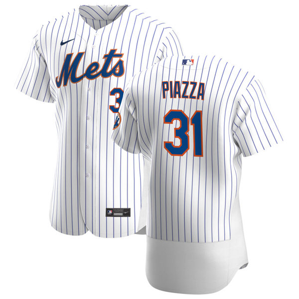 Mens New York Mets Retired Player #31 Mike Piazza Nike Home White Pinstripe FlexBase Jersey Mens New York Mets Retired Player #31 Mike Piazza Nike Home White Pinstripe FlexBase Jersey