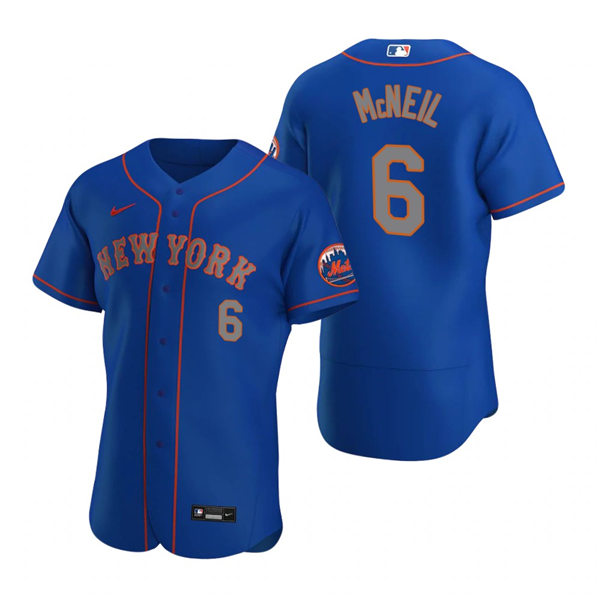 Mens New York Mets #6 Jeff McNeil Stitched Nike Royal Grey Alternate FlexBase Jersey