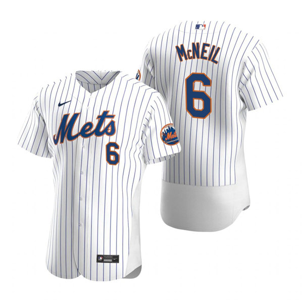 Mens New York Mets #6 Jeff McNeil Nike Home White Pinstripe FlexBase Jersey Mens New York Mets #6 Jeff McNeil Nike Home White Pinstripe FlexBase Jersey