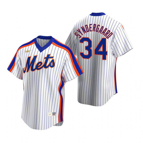 Mens New York Mets #34 Noah Syndergaard Nike White Cooperstown Collection Jersey