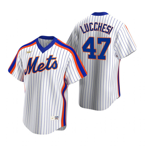 Mens New York Mets #47 Joey Lucchesi Nike White Home Cooperstown Collection Player Jersey Mens New York Mets #47 Joey Lucchesi Nike White Home Cooperstown Collection Player Jersey