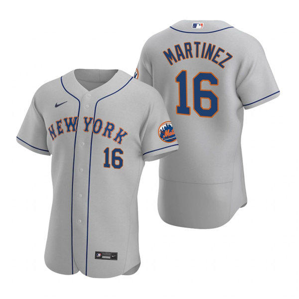 Mens New York Mets #16 Jose Martinez Gray Road Stitched Nike MLB FlexBase Jersey Mens New York Mets #16 Jose Martinez Gray Road Stitched Nike MLB FlexBase Jersey