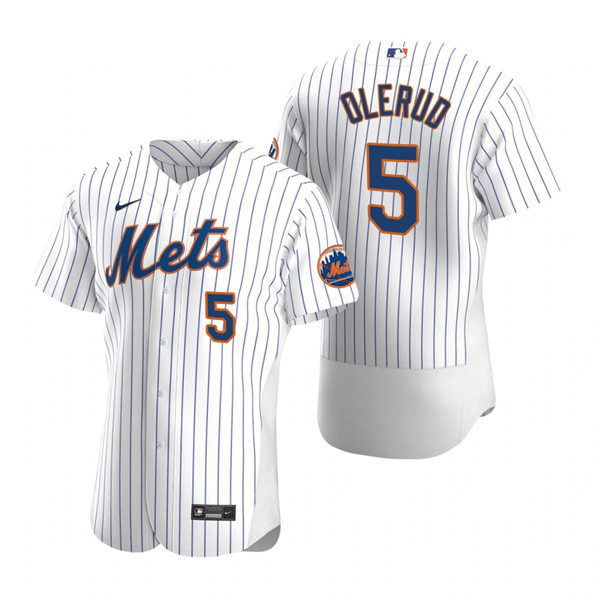 Mens New York Mets Retired Player #5 John Olerud Nike Home White Pinstripe FlexBase Jersey