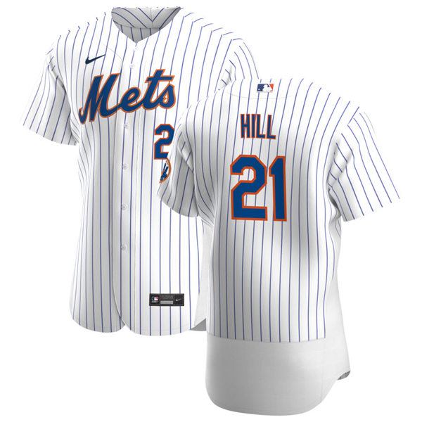 Mens New York Mets #21 Rich Hill Nike Home White Pinstripe FlexBase Jersey