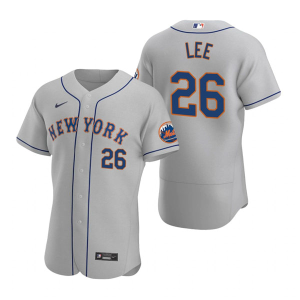 Mens New York Mets #26 Khalil Lee Gray Road Stitched Nike MLB FlexBase Jersey