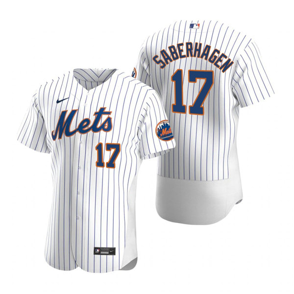 Mens New York Mets Retired Player #17 Bret Saberhagen Nike Home White Pinstripe FlexBase Jersey Mens New York Mets Retired Player #17 Bret Saberhagen Nike Home White Pinstripe FlexBase Jersey