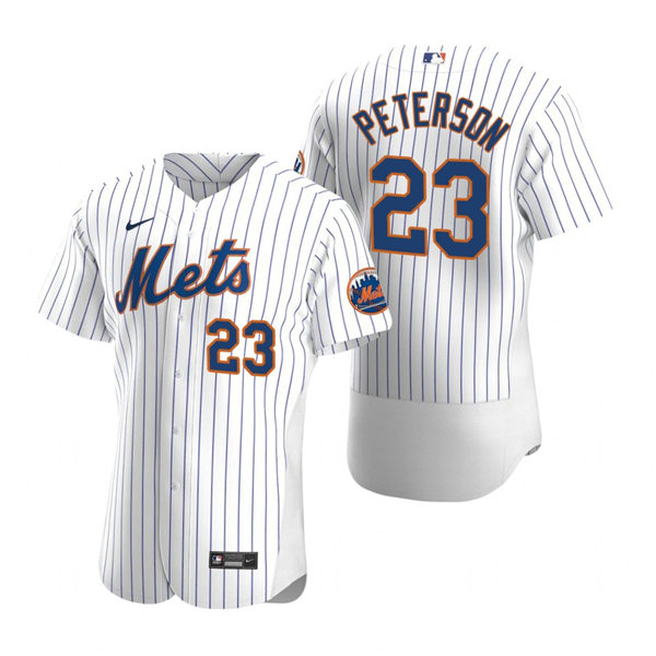 Mens New York Mets #23 David Peterson Nike Home White Pinstripe FlexBase Jersey