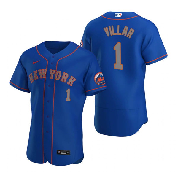 Mens New York Mets #1 Jonathan Villar Stitched Nike Royal Grey Alternate FlexBase Jersey
