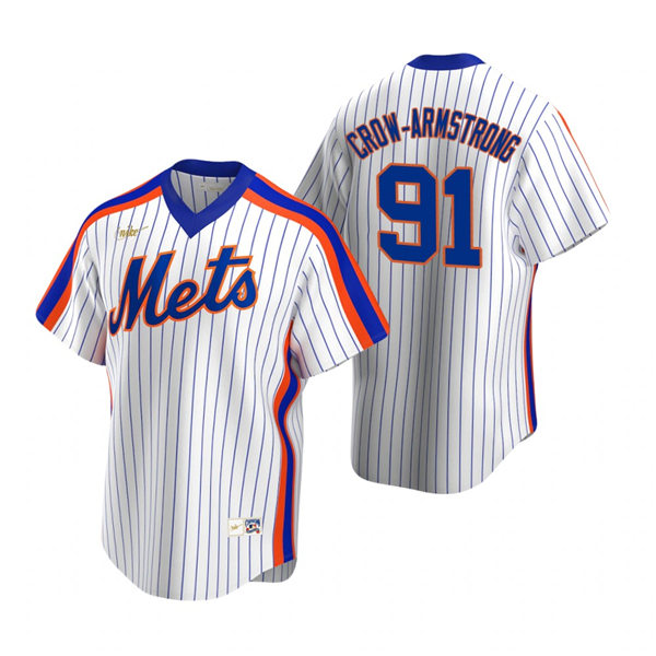Mens New York Mets #91 Pete Crow-Armstrong Nike White Home Cooperstown Collection Player Jersey