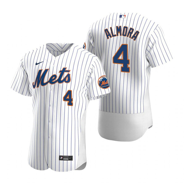 Mens New York Mets #4 Albert Almora Jr Nike Home White Pinstripe FlexBase Jersey