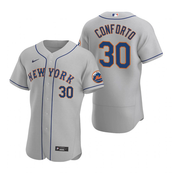 Mens New York Mets #30 Michael Conforto Gray Road Stitched Nike MLB FlexBase Jersey