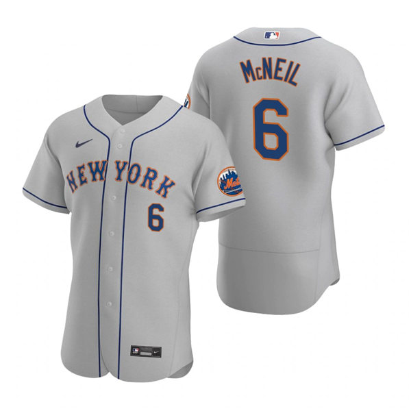 Mens New York Mets #6 Jeff McNeil Gray Road Stitched Nike MLB FlexBase Jersey
