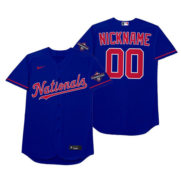 Mnes Washington Nationals Custom Nike Royal 2021 Players' Weekend Nickname Jersey