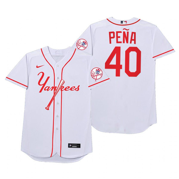 Mens New York Yankees #40 Luis Severino Nike White 2021 Players' Weekend Nickname Pena Jersey