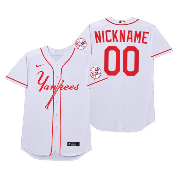 Mens New York Yankees Custom Nike White 2021 Players' Weekend Nickname Jersey