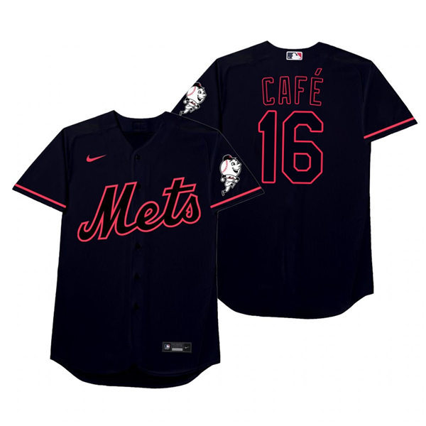 Mens New York Mets #16 Jose Martinez Nike Black 2021 Players' Weekend Nickname Cafe Jersey