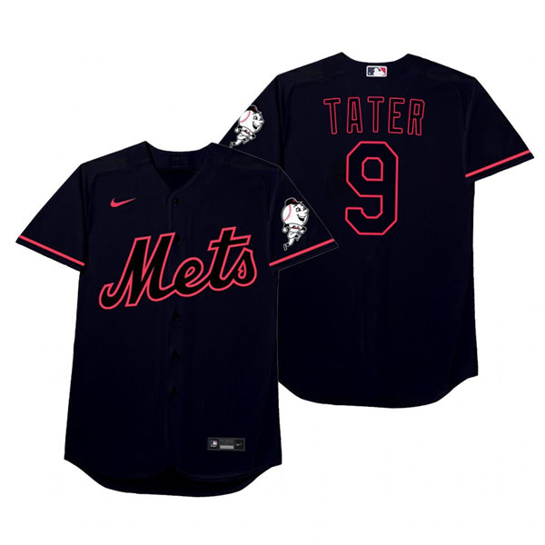 Mens New York Mets #9 Brandon Nimmo Nike Black 2021 Players' Weekend Nickname Tater Jersey