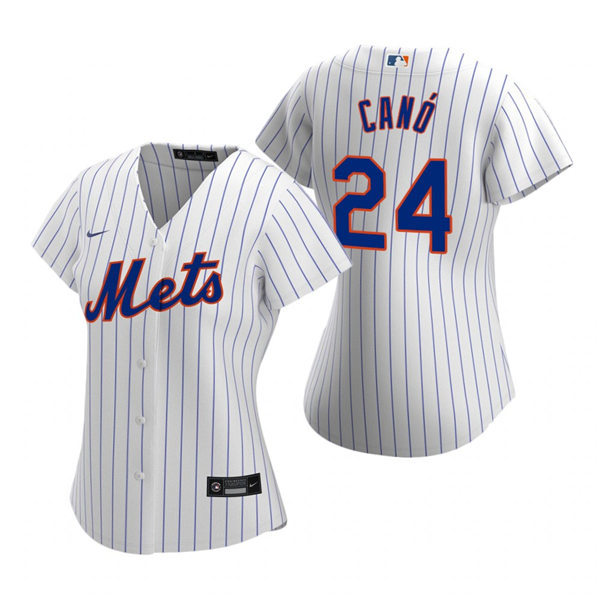 Womens New York Mets #24 Robinson Cano Nike White Pinstripe Home Jersey