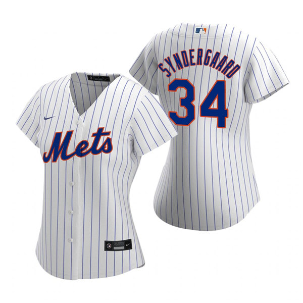 Womens New York Mets #34 Noah Syndergaard Nike White Pinstripe Home Jersey Womens New York Mets #34 Noah Syndergaard Nike White Pinstripe Home Jersey