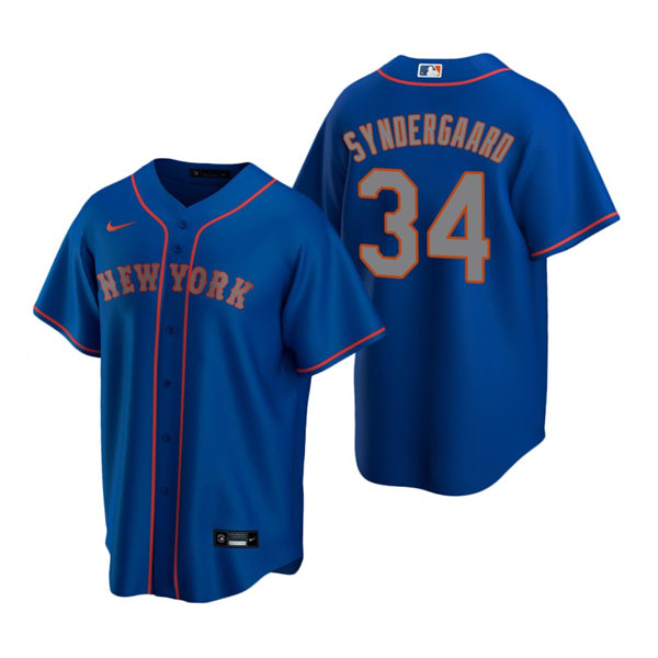Yoth New York Mets #34 Noah Syndergaard Nike Royal Grey Alternate Jersey