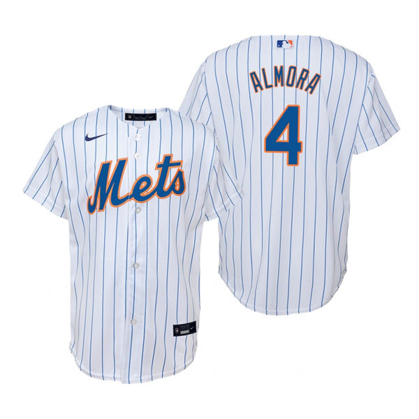 Youth New York Mets #4 Albert Almora Jr Nike White Pinstripe Home Jersey