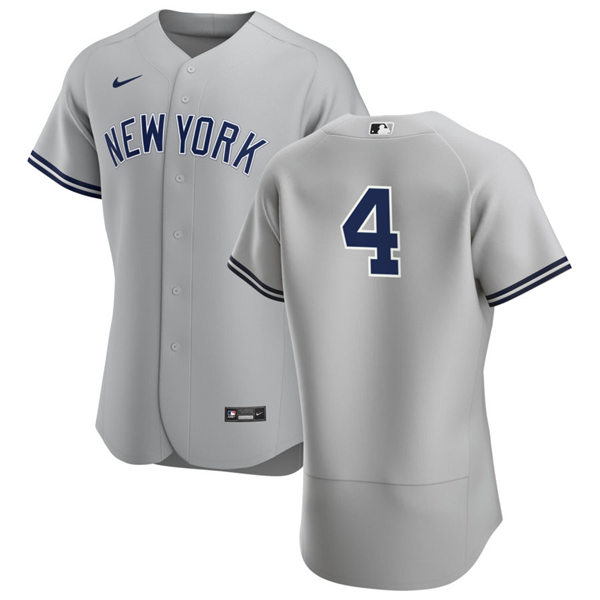 Mens New York Yankees Retired Player #4 Lou Gehrig Nike Grey Road FlexBase Game Jersey