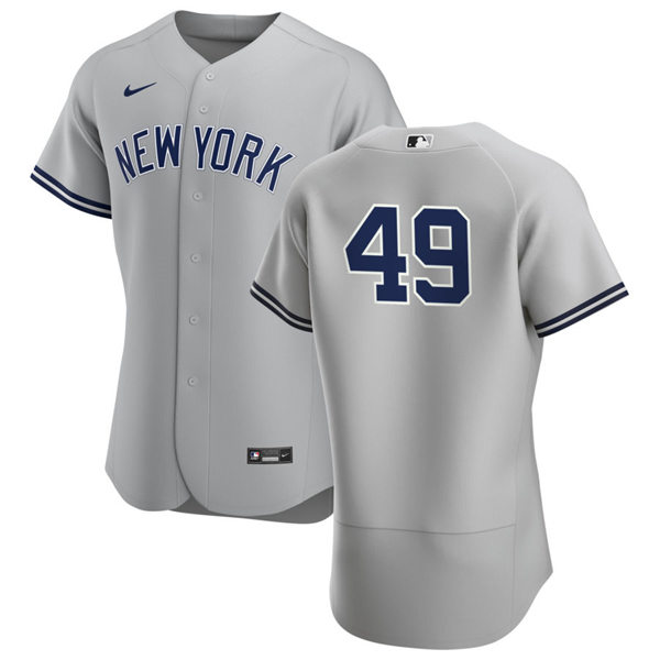Mens New York Yankees Retired Player #49 Ron Guidry Nike Grey Road FlexBase Game Jersey