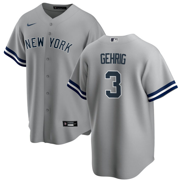 Mens New York Yankees Retired Player #3 Babe Ruth Nike Grey Road Cool Base Jersey