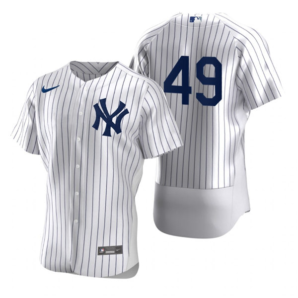 Mens New York Yankees Retired Player #49 Ron Guidry Nike White Home FlexBase Game Jersey