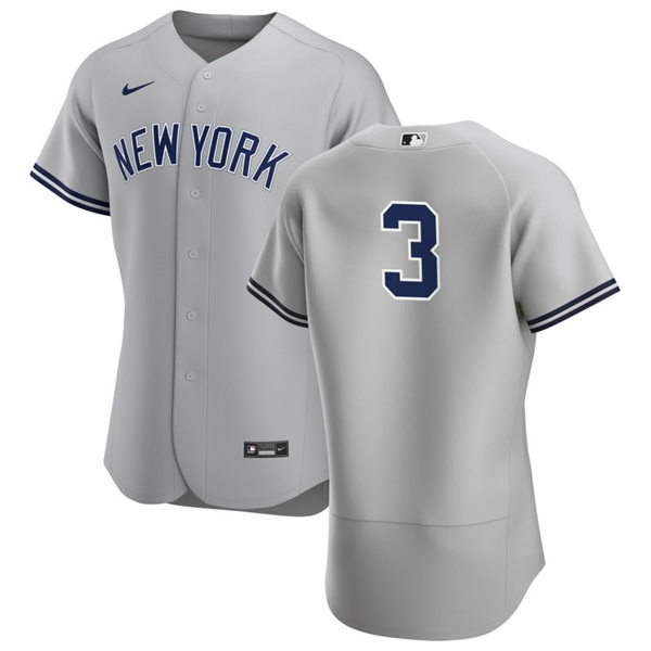 Mens New York Yankees Retired Player #3 Babe Ruth Nike Grey Road FlexBase Game Jersey